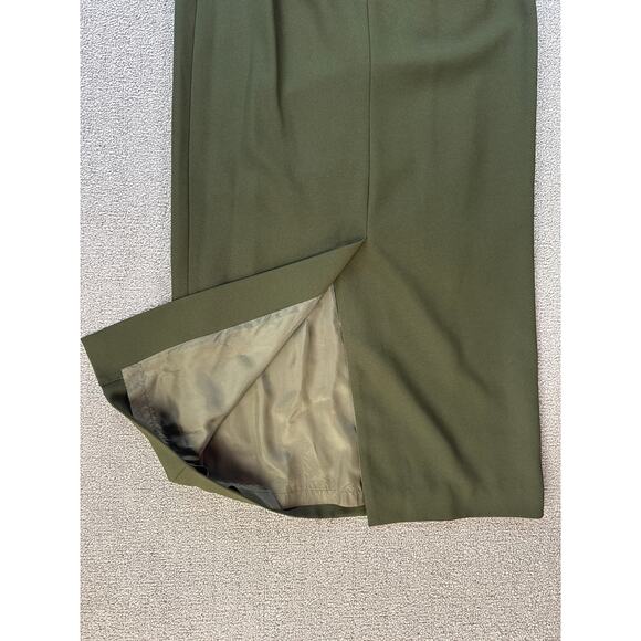 Halston Suit Set Skirt Jacket Career Academia Green Size 4 Petite - Picture 14 of 16